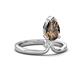 4 - Sorelle 0.80 ctw Pear Shape Smoky Quartz accented Round Natural Diamond Floating Tear Drop Women Solitaire Plus Engagement Ring 