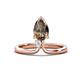 1 - Sorelle 0.80 ctw Pear Shape Smoky Quartz accented Round Natural Diamond Floating Tear Drop Women Solitaire Plus Engagement Ring 