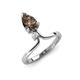 5 - Sorelle 0.80 ctw Pear Shape Smoky Quartz accented Round Natural Diamond Floating Tear Drop Women Solitaire Plus Engagement Ring 