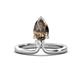 1 - Sorelle 0.80 ctw Pear Shape Smoky Quartz accented Round Natural Diamond Floating Tear Drop Women Solitaire Plus Engagement Ring 