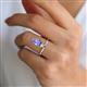 2 - Sorelle 1.45 ctw Pear Shape Tanzanite accented Round Natural Diamond Floating Tear Drop Women Solitaire Plus Engagement Ring 