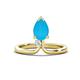 1 - Sorelle 0.50 ctw Pear Shape Turquoise accented Round Natural Diamond Floating Tear Drop Women Solitaire Plus Engagement Ring 