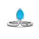1 - Sorelle 0.50 ctw Pear Shape Turquoise accented Round Natural Diamond Floating Tear Drop Women Solitaire Plus Engagement Ring 