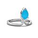 4 - Sorelle 0.50 ctw Pear Shape Turquoise accented Round Natural Diamond Floating Tear Drop Women Solitaire Plus Engagement Ring 