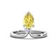 1 - Sorelle 1.35 ctw Pear Shape Created Yellow Sapphire accented Round Natural Diamond Floating Tear Drop Women Solitaire Plus Engagement Ring 