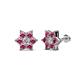 1 - Amora 0.44 ctw Natural Diamond and Pink Tourmaline Flower Earrings 