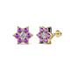 1 - Amora 0.44 ctw Natural Diamond and Amethyst Flower Earrings 