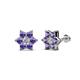 1 - Amora 0.44 ctw Natural Diamond and Iolite Flower Earrings 