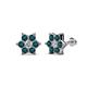 1 - Amora 0.61 ctw Natural Diamond and London Blue Topaz Flower Earrings 