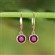 3 - Cara Rhodolite Garnet (6.5mm) Solitaire Dangling Earrings 