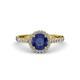 3 - Abeni 1.18 ctw (6.50 mm) Round Iolite and Diamond Halo Engagement Ring   