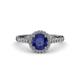 3 - Abeni 1.18 ctw (6.50 mm) Round Iolite and Diamond Halo Engagement Ring   