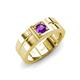 3 - Marcus 0.20 ct Amethyst Solitaire Men Wedding Band (6 mm) 