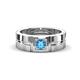 1 - Marcus 0.22 ct Blue Topaz Solitaire Men Wedding Band (6 mm) 