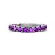 1 - Zevara 0.80 ctw Round Amethyst Women Stackable Curved Wedding Band 