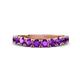 1 - Zevara 0.80 ctw Round Amethyst Women Stackable Curved Wedding Band 