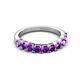 4 - Zevara 0.80 ctw Round Amethyst Women Stackable Curved Wedding Band 
