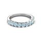4 - Zevara 0.80 ctw Round Aquamarine Women Stackable Curved Wedding Band 
