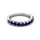 4 - Zevara 1.10 ctw Round Blue Sapphire Women Stackable Curved Wedding Band 