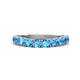 1 - Zevara 0.90 ctw Round Blue Topaz Women Stackable Curved Wedding Band 