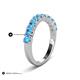 6 - Zevara 0.90 ctw Round Blue Topaz Women Stackable Curved Wedding Band 