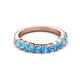 4 - Zevara 0.90 ctw Round Blue Topaz Women Stackable Curved Wedding Band 