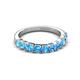 4 - Zevara 0.90 ctw Round Blue Topaz Women Stackable Curved Wedding Band 