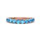 1 - Zevara 0.90 ctw Round Blue Topaz Women Stackable Curved Wedding Band 