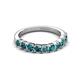 4 - Zevara 1.10 ctw Round London Blue Topaz Women Stackable Curved Wedding Band 
