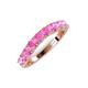5 - Zevara 1.10 ctw Round Pink Sapphire Women Stackable Curved Wedding Band 