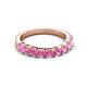 4 - Zevara 1.10 ctw Round Pink Sapphire Women Stackable Curved Wedding Band 