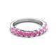 4 - Zevara 1.10 ctw Round Pink Sapphire Women Stackable Curved Wedding Band 