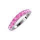 5 - Zevara 1.10 ctw Round Pink Sapphire Women Stackable Curved Wedding Band 