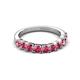 4 - Zevara 0.80 ctw Round Pink Tourmaline Women Stackable Curved Wedding Band 