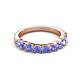 4 - Zevara 0.90 ctw Round Tanzanite Women Stackable Curved Wedding Band 