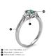 4 - Gianna 7x5 mm Oval Shape Lab Created Alexandrite and Round Diamond Three Stone Engagement Ring 