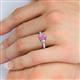 5 - Gianna 7x5 mm Oval Shape Pink Sapphire and Round Diamond Three Stone Engagement Ring 