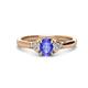 1 - Gianna 7x5 mm Oval Shape Tanzanite and Round Diamond Three Stone Engagement Ring 
