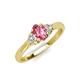 3 - Gianna 7x5 mm Oval Shape Pink Tourmaline and Round Diamond Three Stone Engagement Ring 