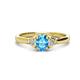 1 - Gianna 7x5 mm Oval Shape Blue Topaz and Round Diamond Three Stone Engagement Ring 