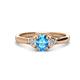 1 - Gianna 7x5 mm Oval Shape Blue Topaz and Round Diamond Three Stone Engagement Ring 