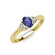 3 - Gianna 7x5 mm Oval Shape Iolite and Round Diamond Three Stone Engagement Ring 