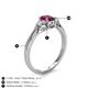 4 - Gianna 7x5 mm Oval Shape Rhodolite Garnet and Round Diamond Three Stone Engagement Ring 