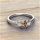 2 - Gianna 7x5 mm Oval Shape Smoky Quartz and Round Diamond Three Stone Engagement Ring 