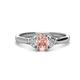 1 - Gianna 7x5 mm Oval Shape Morganite and Round Diamond Three Stone Engagement Ring 