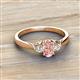 2 - Gianna 7x5 mm Oval Shape Morganite and Round Diamond Three Stone Engagement Ring 