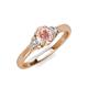 3 - Gianna 7x5 mm Oval Shape Morganite and Round Diamond Three Stone Engagement Ring 