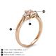 4 - Gianna 7x5 mm Oval Shape Morganite and Round Diamond Three Stone Engagement Ring 