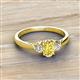 2 - Gianna 7x5 mm Oval Shape Yellow Sapphire and Round Lab Grown Diamond Three Stone Engagement Ring 
