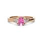 1 - Gianna 7x5 mm Oval Shape Pink Sapphire and Round Lab Grown Diamond Three Stone Engagement Ring 